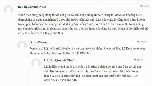 Phản hồi của bệnh nhân về bài thuốc nhà Đỗ Minh Đường